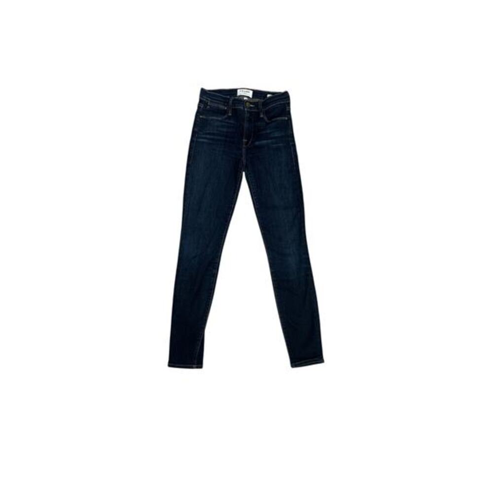 Frame Le High Skinny Crop Jeans Size 24 Dark Wash Blue Denim High Rise